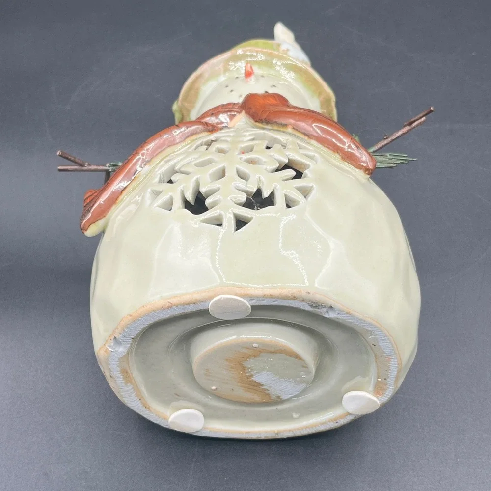 Ceramic Snowman Tea Light‎ Luminary Christmas Decor Snowflake Star Cutouts 10